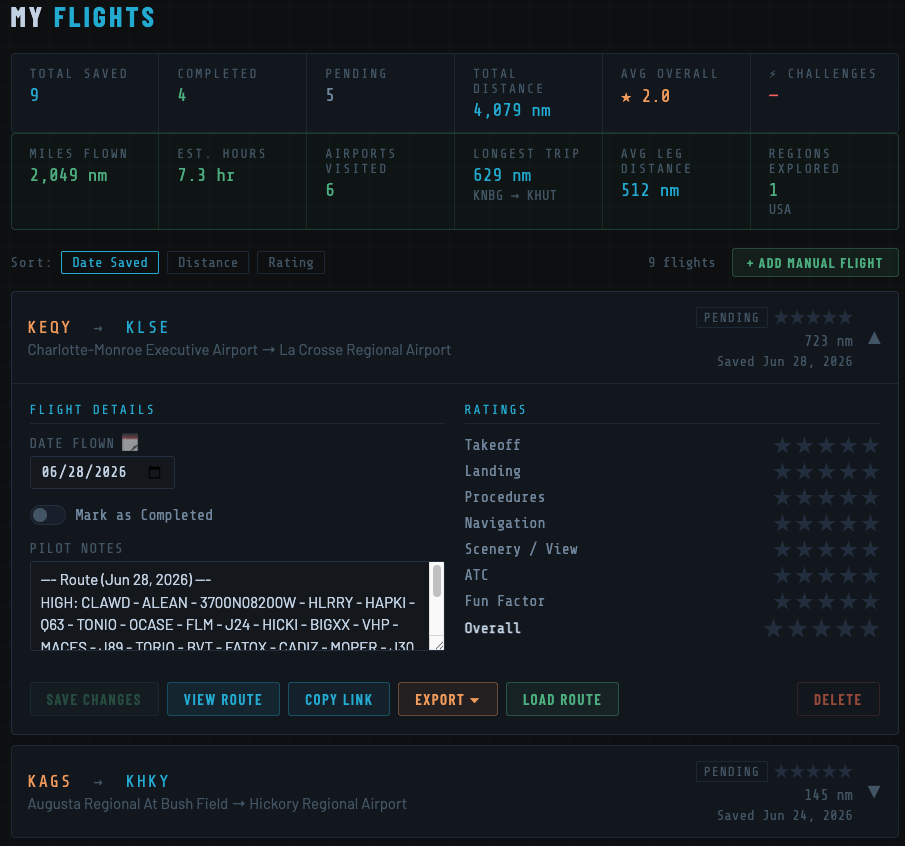My Flights logbook