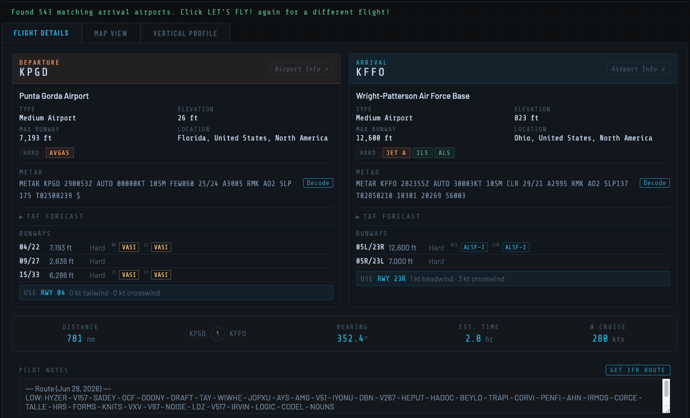 Flight details panel
